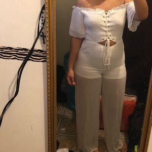 Brand new long white Jumpsuit